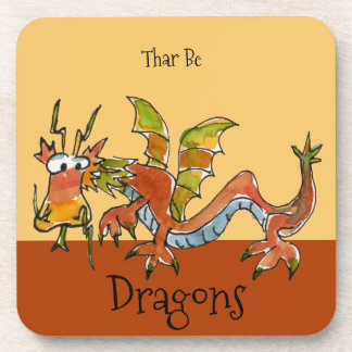 Thar Be Dragons Beverage Coaster