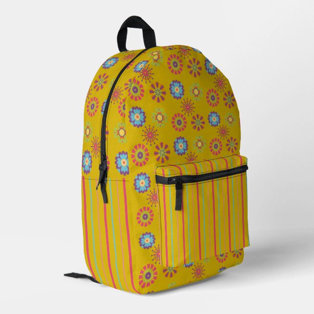 That 70’s Look Print Cut Sew Backpack (Back Corner Left)