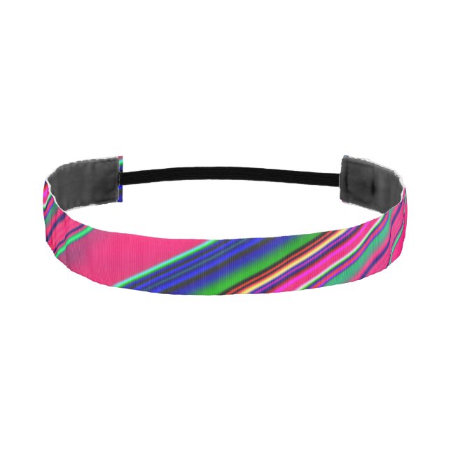That 80s Look Retro Stripes Pink Athletic Headband (Front)