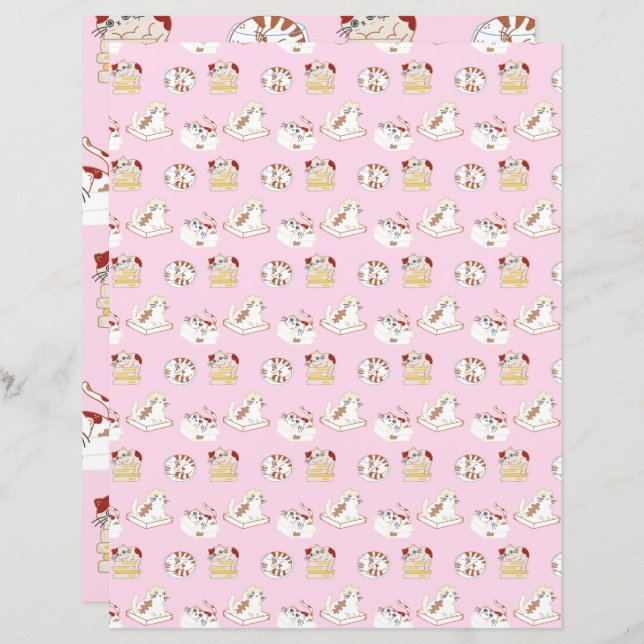 That Cat Life Pink Scrapbooking Paper Cat Pattern (Front/Back)