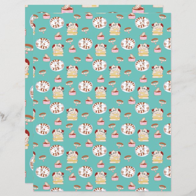 That Cat Life Scrapbooking Paper Cute Cat Pattern (Front/Back)