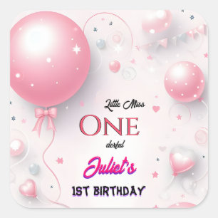 That Cute Queen Little Miss Onederful 1st Birthday Square Sticker