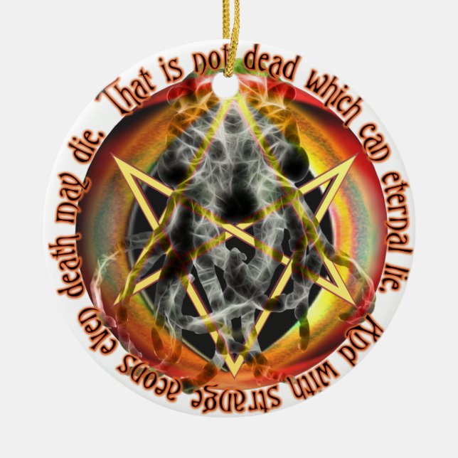 That is not dead which can eternal lie ceramic ornament (Front)