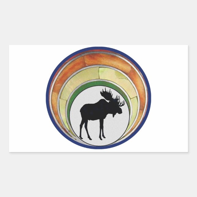 That moose crown rectangular sticker (Front)