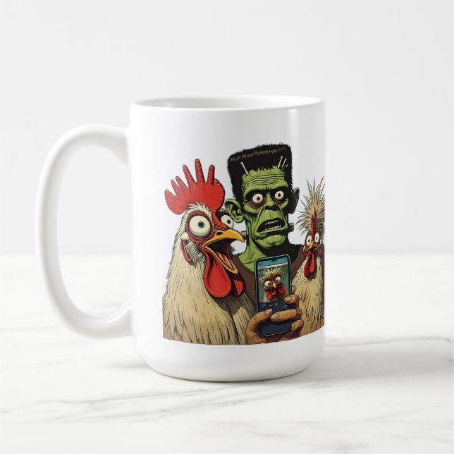 “That One Friend”Cheesy Chicken Selfies Coffee Mug (Left)