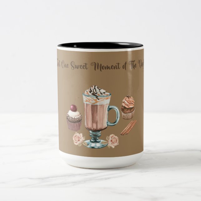 THAT ONE SWEET MOMENT OF THE DAY Two-Tone COFFEE MUG (Center)