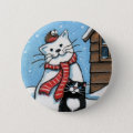That Pesky Robin - Xmas Cat Art Button