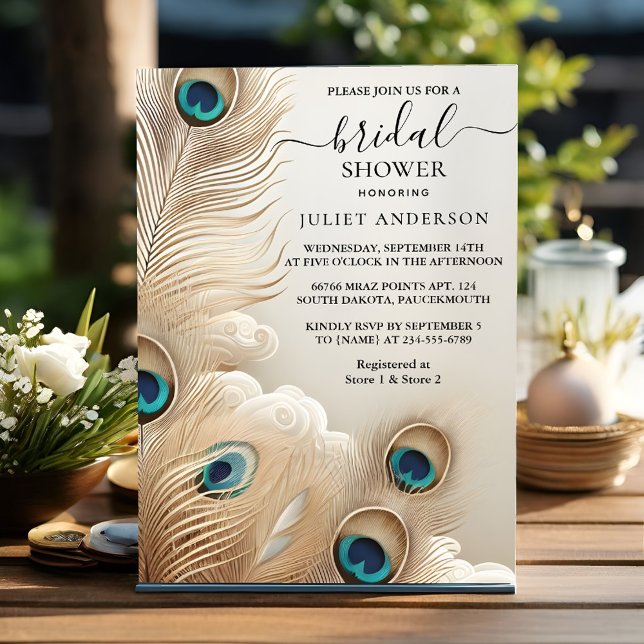 That Rustic Asian Sky Cloud Peacock Bridal Shower Invitation (Creator Uploaded)