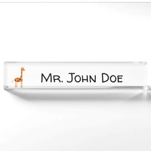 That’s a Tall Order, Funny Orange Giraffe Cartoon Desk Name Plate