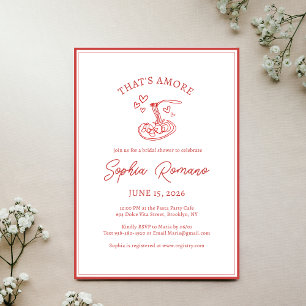 That’s Amore Bridal Shower Italian Hand Drawn Red Invitation