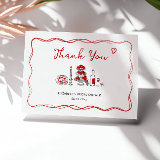That’s Amore Hand Drawn Italian Red Bridal Shower Thank You Card