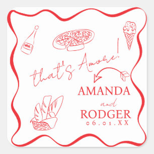 That’s Amore Italian Doodles Wedding Napkin Square Sticker