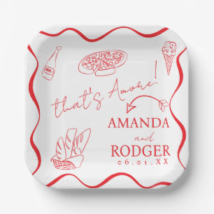 That’s Amore Italian Doodles Wedding Paper Plates