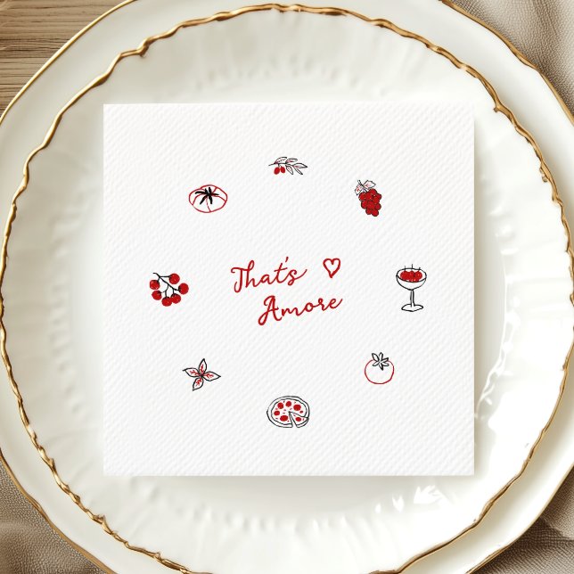 That’s Amore Italian Food Red Bridal Shower Napkins (Creator Uploaded)