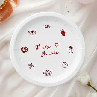 That’s Amore Italian Food Red Bridal Shower Paper Plates