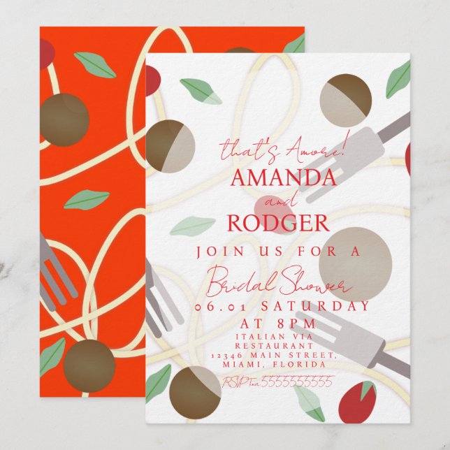 That’s Amore Italian Pasta Wedding Invitation (Front/Back)