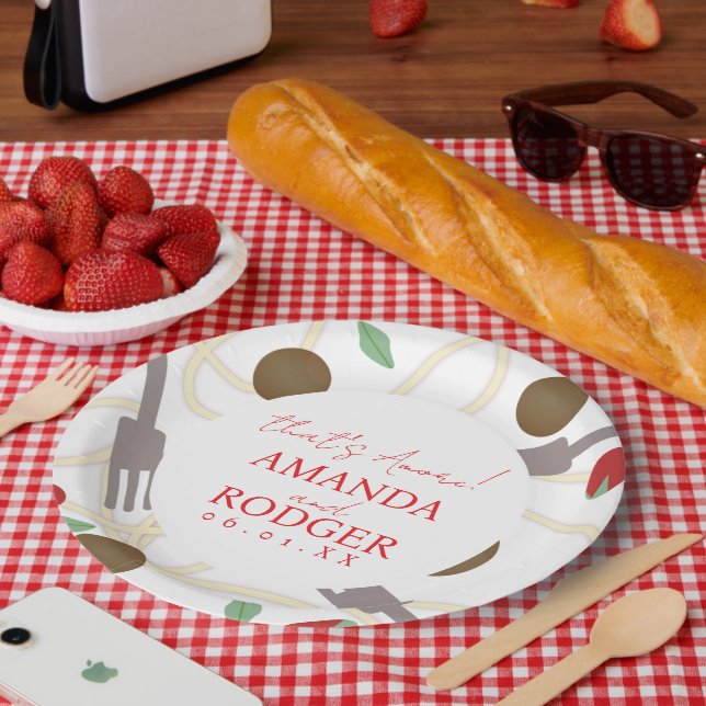 That’s Amore Italian Pasta Wedding Paper Plates (Picnic)