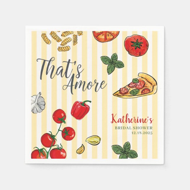 That’s Amore Italian Pizza and Pasta Bridal Shower Napkins (Front)