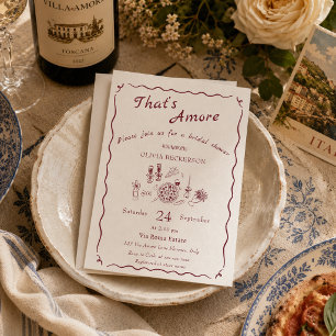 That’s amore italian pizza and wine bridal shower  invitation