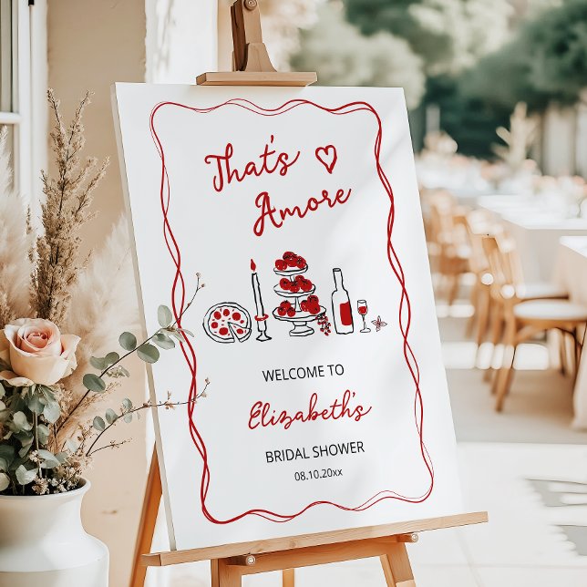 That’s Amore Italian Red Bridal Shower Welcome Foam Board (Creator Uploaded)