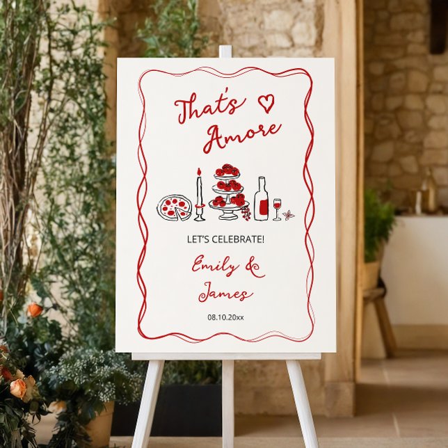 That’s Amore Italian Red Engagement Party Welcome Foam Board (Creator Uploaded)