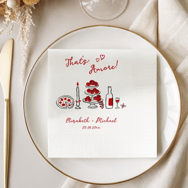 That’s Amore Italian Red Engagement Wedding Napkins (Creator Uploaded)