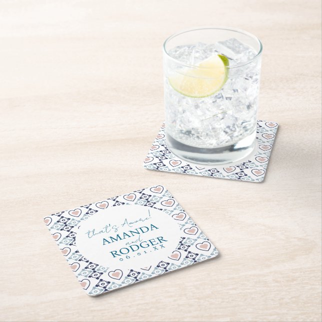 That’s Amore Italian Tiles and Hearts Square Paper Coaster (Insitu)