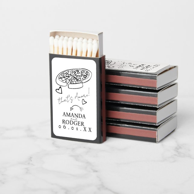 That’s Amore Pizza Doodles Wedding Matchboxes (Stacked)