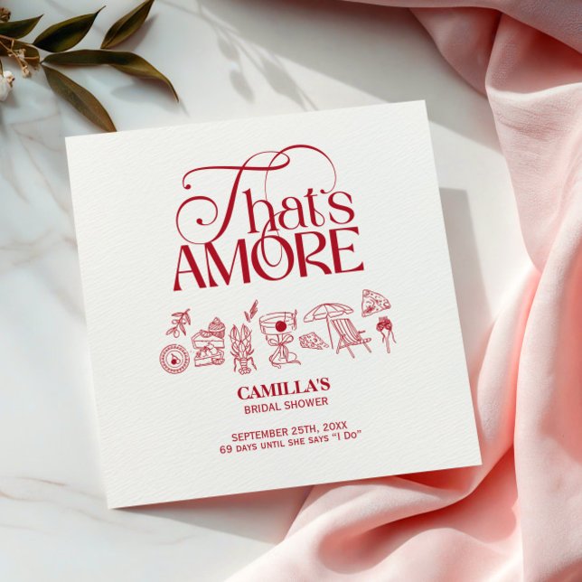That’s Amore Red hand drawn Bridal Shower Napkins (Creator Uploaded)