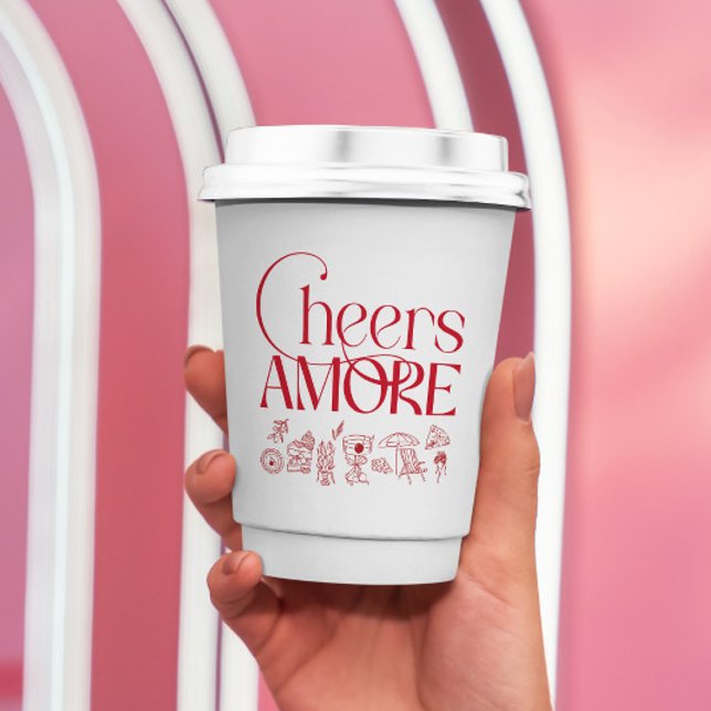 That’s Amore Red hand drawn Bridal Shower Paper Cups (Creator Uploaded)