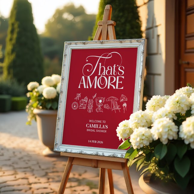 That’s Amore Red hand drawn Bridal Shower Poster (Creator Uploaded)