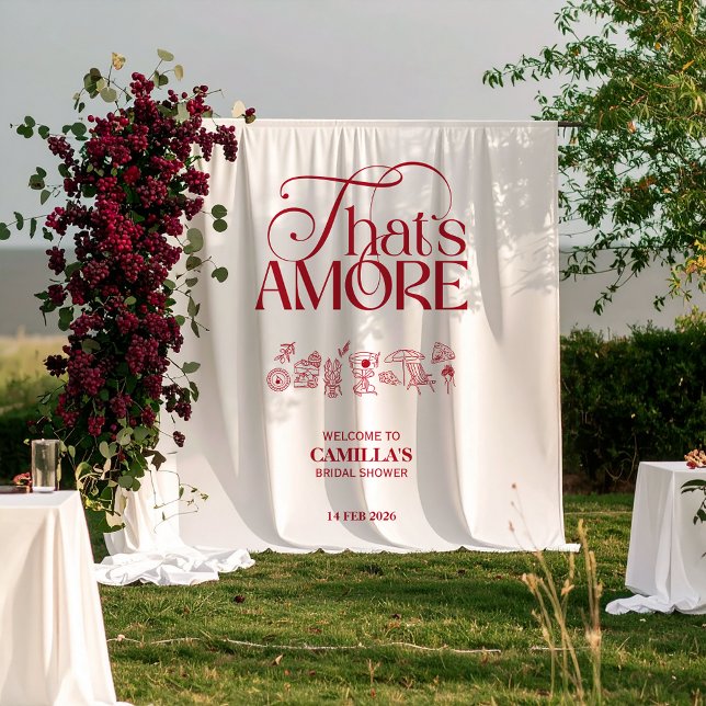 That’s Amore Red hand drawn Bridal Shower Tapestry (Creator Uploaded)