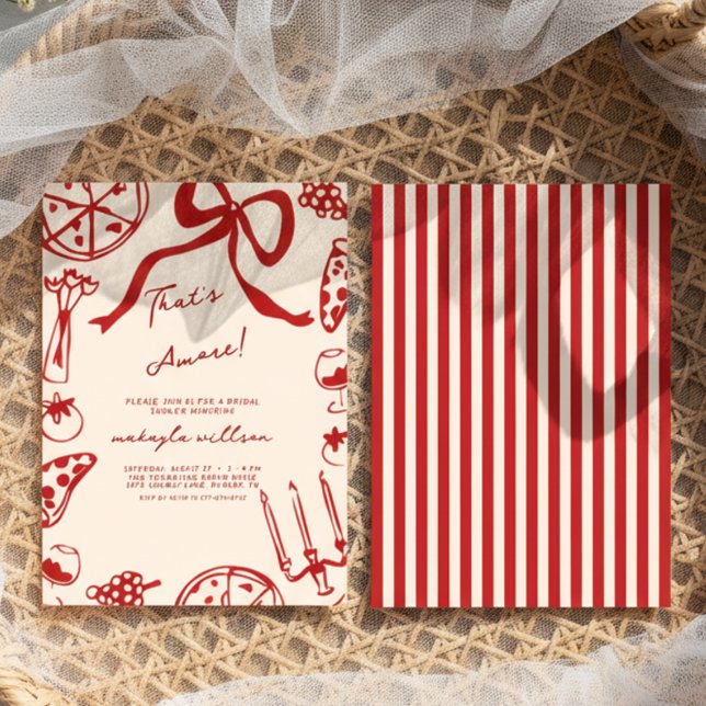 That’s Amore Red Italian Sketch Food Bridal Shower Invitation (Creator Uploaded)