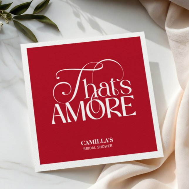 That’s Amore Red typography Bridal Shower napkin (Creator Uploaded)