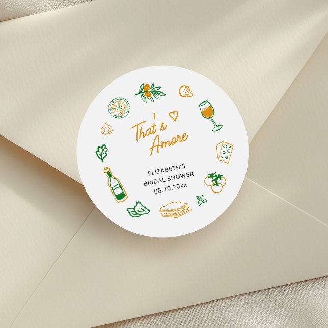 That’s Amore Rustic Italian Bridal Shower Classic Round Sticker (Creator Uploaded)