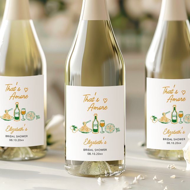 That’s Amore Rustic Italian Food Bridal Shower Wine Label (Creator Uploaded)
