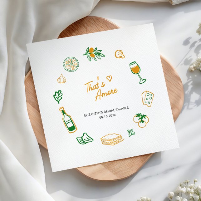 That’s Amore Rustic Italian Food Yellow Green Napkins (Creator Uploaded)