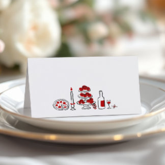 That’s Amore Whimsical Italian Red Bridal Shower Place Card
