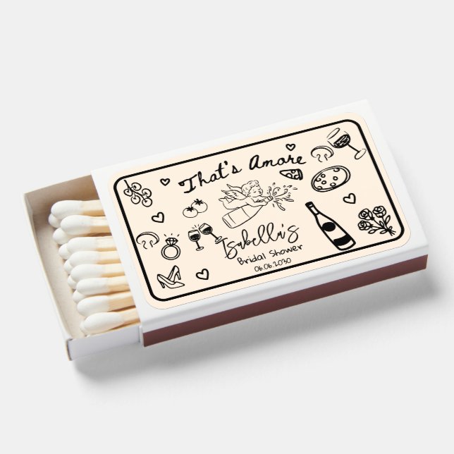 That’s Amore Whimsical Red Hand-Drawn Italian Matchboxes (Front Open)