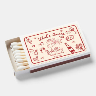 That’s Amore Whimsical Red Hand-Drawn Italian Matchboxes