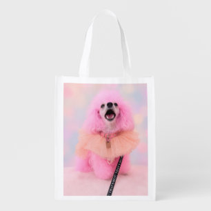 That’s Hot That’s Pink Retro Kawaii Poodle Poster Grocery Bag