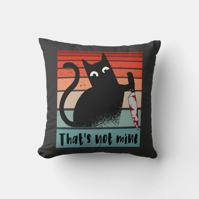 That’s not mine, Innocent Cat with knife Postcard  Throw Pillow (Front)