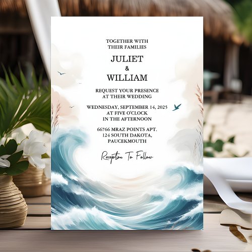 That Spring Summer Ocean Beach Destination Wedding Invitation