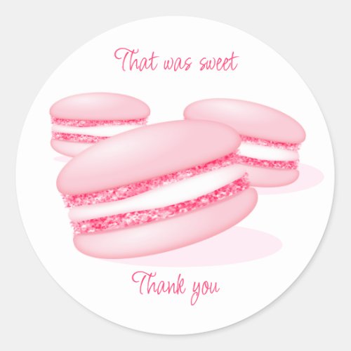 that was sweet thank you pink macarons classic round sticker