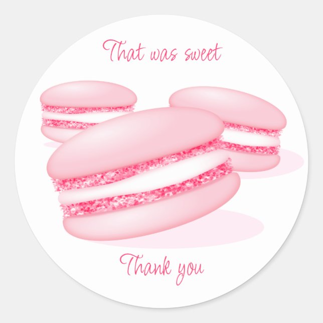 that was sweet thank you pink macarons classic round sticker (Front)
