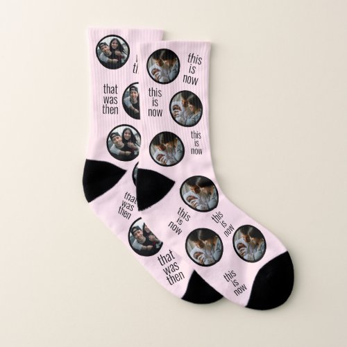 That Was Then Love Story Personalized Photo Socks