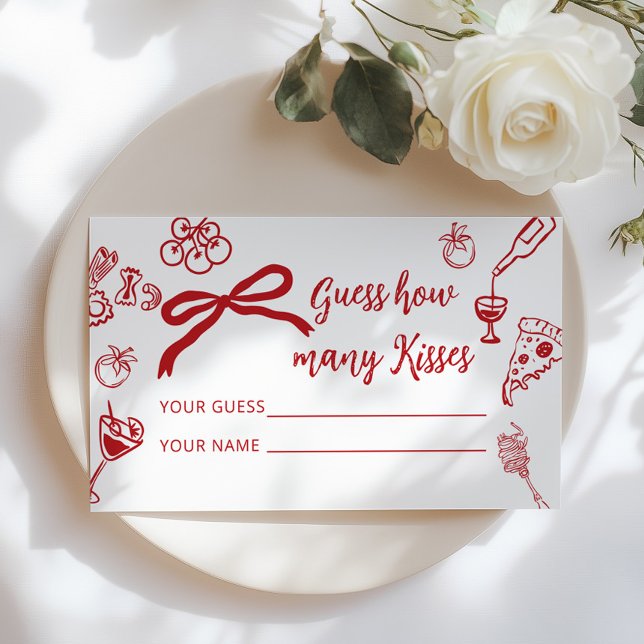 That'a Amore How many kisses bridal Shower game Enclosure Card (Creator Uploaded)