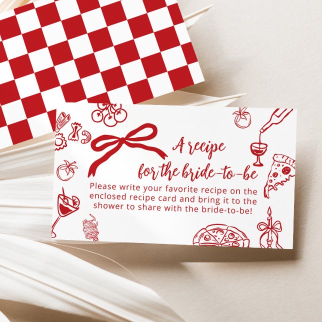 That'a Amore recipe for the bride Red Handdrawn Enclosure Card (Creator Uploaded)