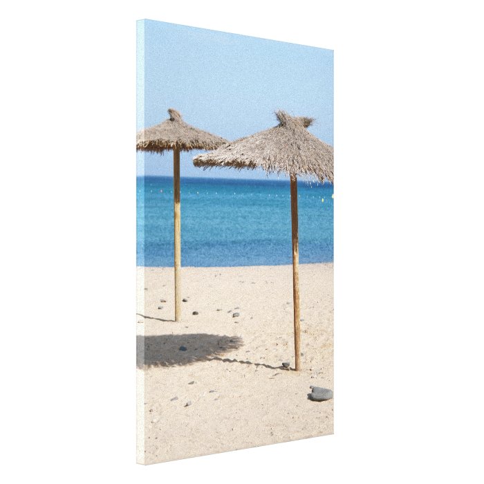 Thatch Beach Umbrellas Gallery Wrapped Canvas