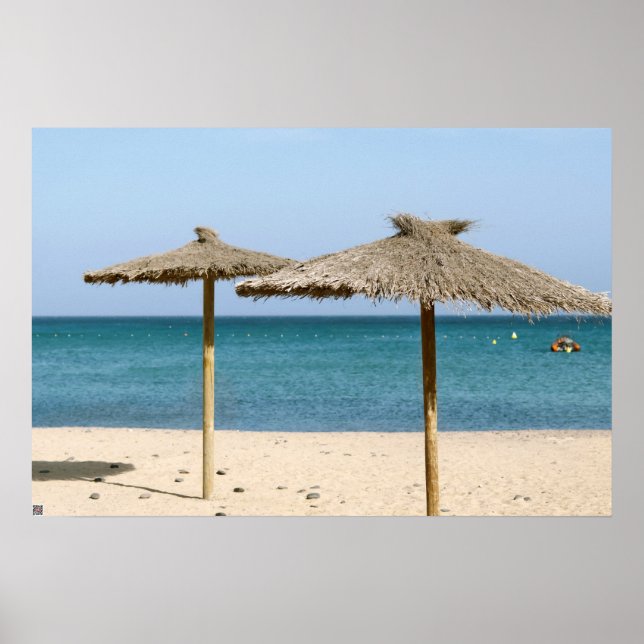 Thatch Beach Umbrellas Poster (Front)